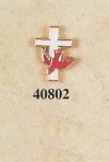 White Enameled Cross with Red Dove 40802